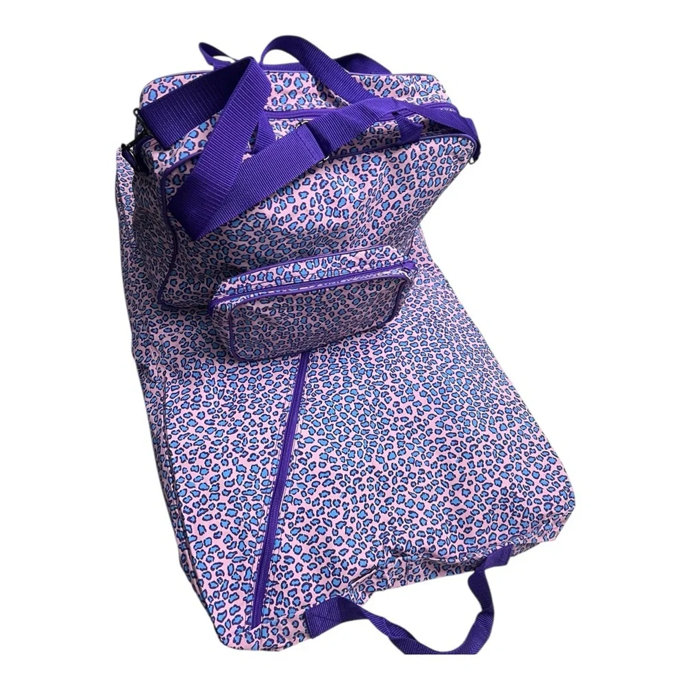 3 Pieces Set Of Purple and Pink Leopard Kids Bag Set